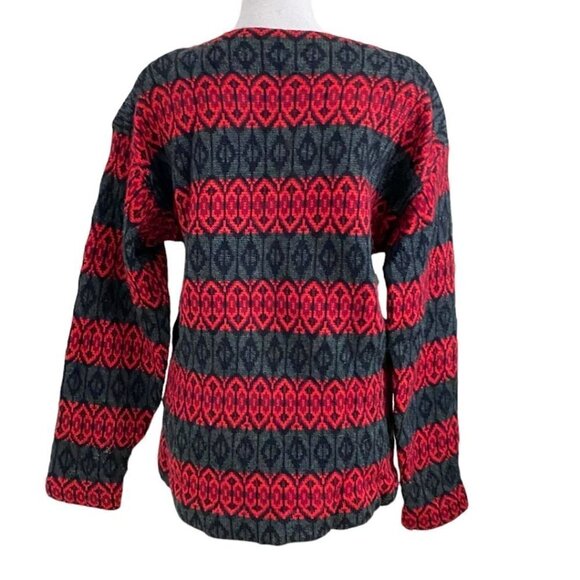 KITZBUHEL BY REN-DALE PURE BOTANY WOOL VINTAGE UNISEX GREY RED FAIR ISLE SWEATER - Picture 3 of 8